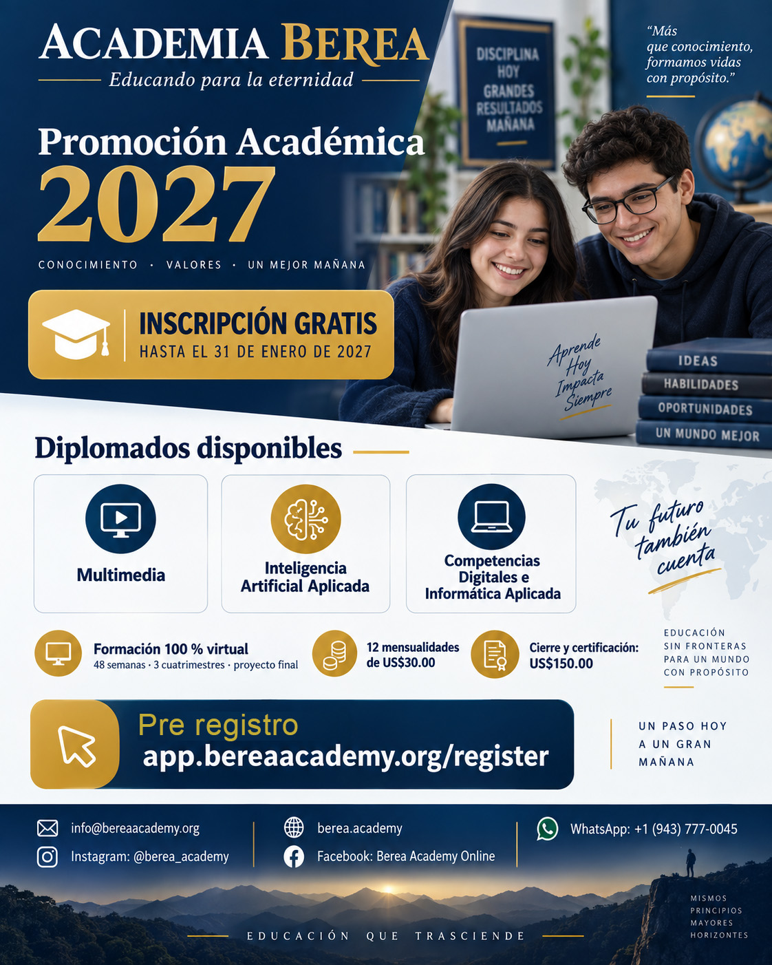 La inscripción gratuita hasta finales de enero de 2027 para estudios virtuales en la Academia Berea anunciada en la SMI